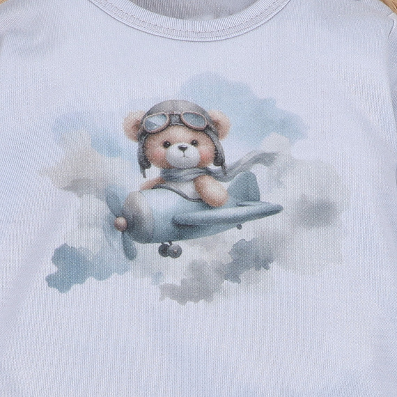 NINI ABN-5746/JSZ боді для немовлят 100% бамбук Baby Bear Pilot з кнопками