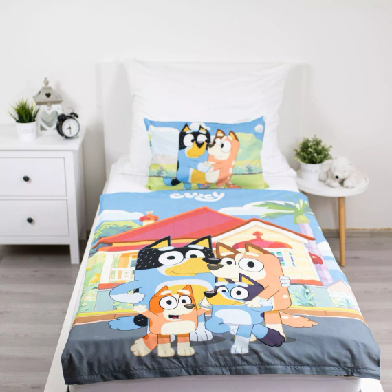 Постільна білизна бавовняна 100x135 Bluey 061 синя 40x60 Jerry Fabrics