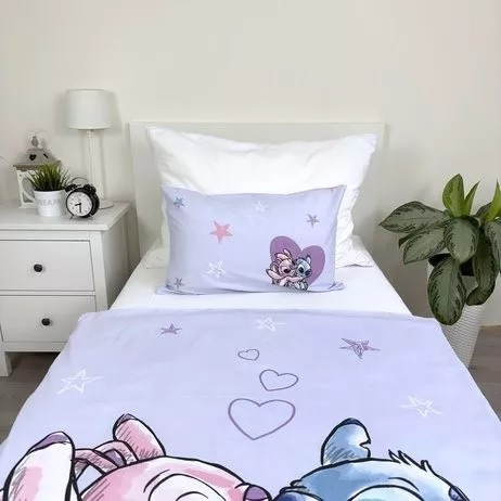 Дитяча бавовняна постільна білизна Ліло і Стіч/ JF 24 Lilo i Stitch Heart Jerry Fabrics, - вересовий