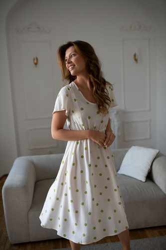 Lovely Dress Midi Milk&Love сукня для вагітних і годування з льоном, фісташковий горох