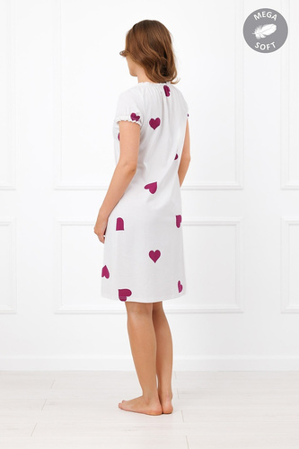 Italian Fashion Soul Сорочка для годування Mega Soft екрю з сердечками, короткий рукав