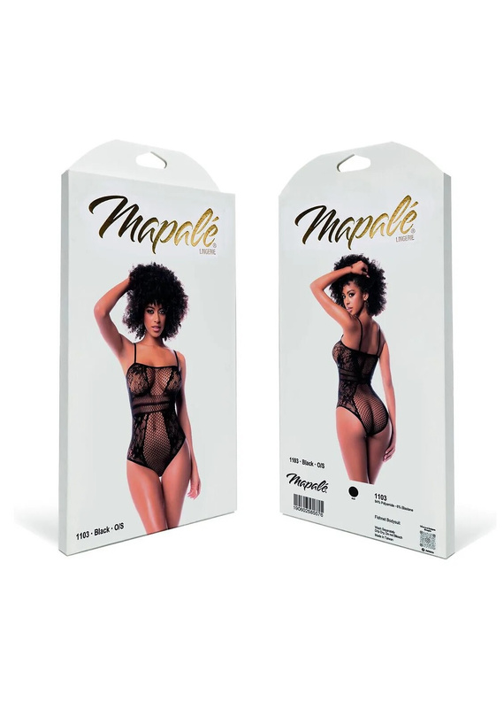 Боді 1103X Fishnet Bodysuit Mapale чорне сітчасте великого розміру XL-5XL