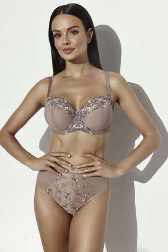 Ava 2273 Mocha Mousse Класичні жіночі трусики з вишивкою та сіткою