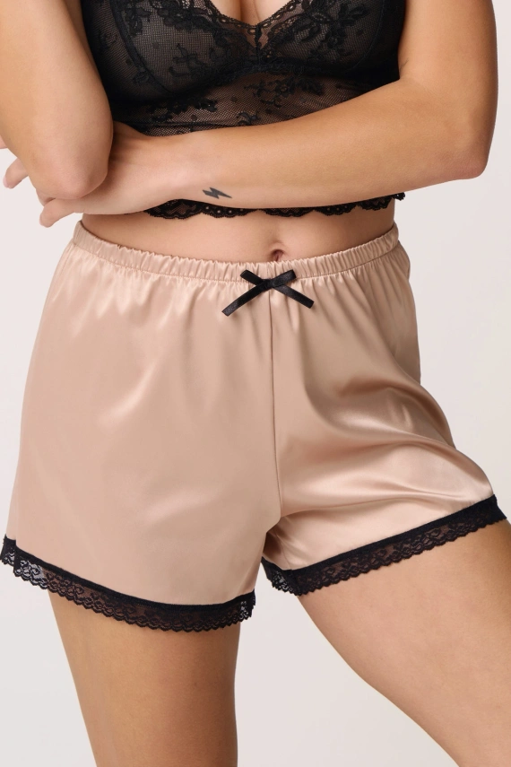 Піжамні шорти Babell Night Whisper бежеві сатинові короткі