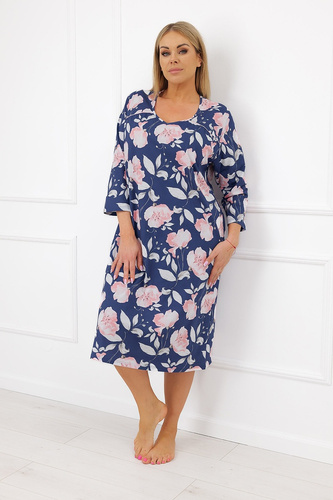 Нічна сорочка Italian Fashion Ardizja 100% бавовна, квіти, рукав 3/4