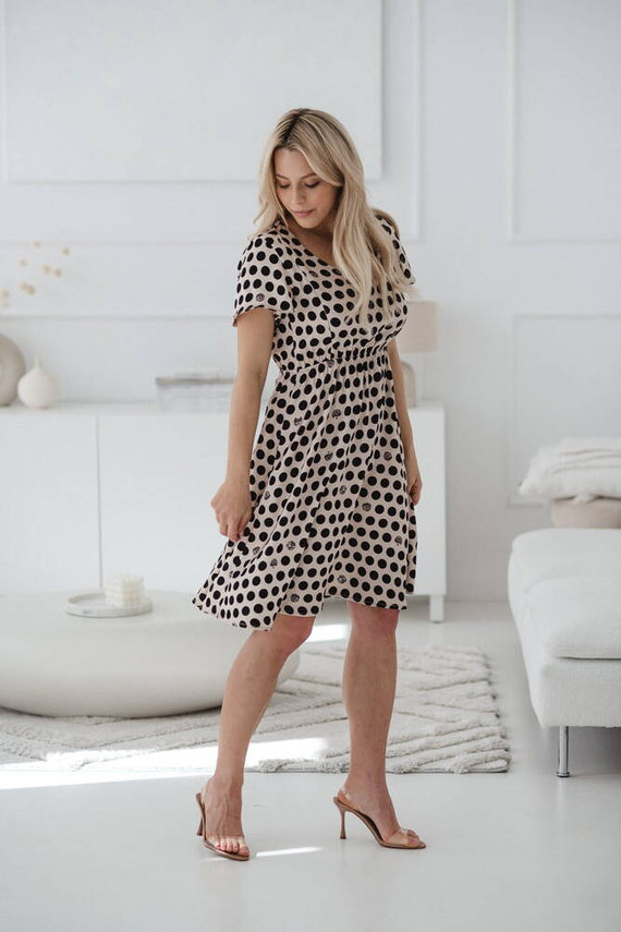 Плаття для вагітних і годуючих з коротким рукавом Lovely Dress Milk&Love, - в горошок