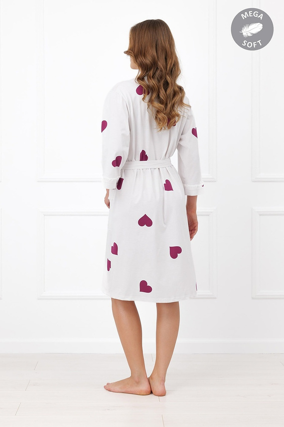 Italian Fashion Kioga жіночий халат Mega Soft екрю з сердечками, рукав 3/4
