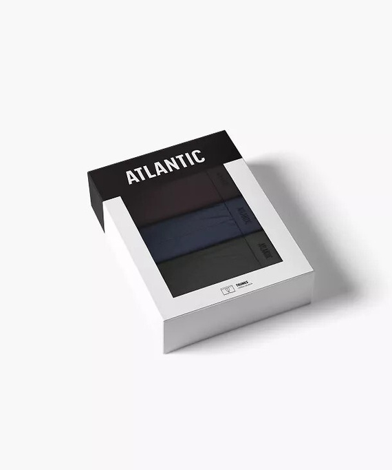 Чоловічі боксерки Atlantic 3MH-0111 A3 3-pack коричневий-індиго-хакі, 95% бавовна, приталені