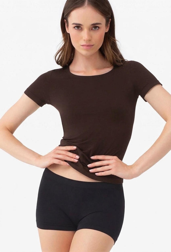 Gatta T-Shirt 2K 608 жіноча безшовна футболка з мікрофібри, короткий рукав, dark choco