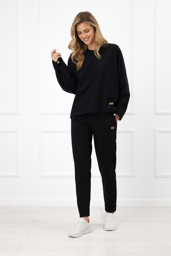Жіноча кофта Italian Fashion Manta oversize з довгим рукавом та ґудзиками basic – чорна