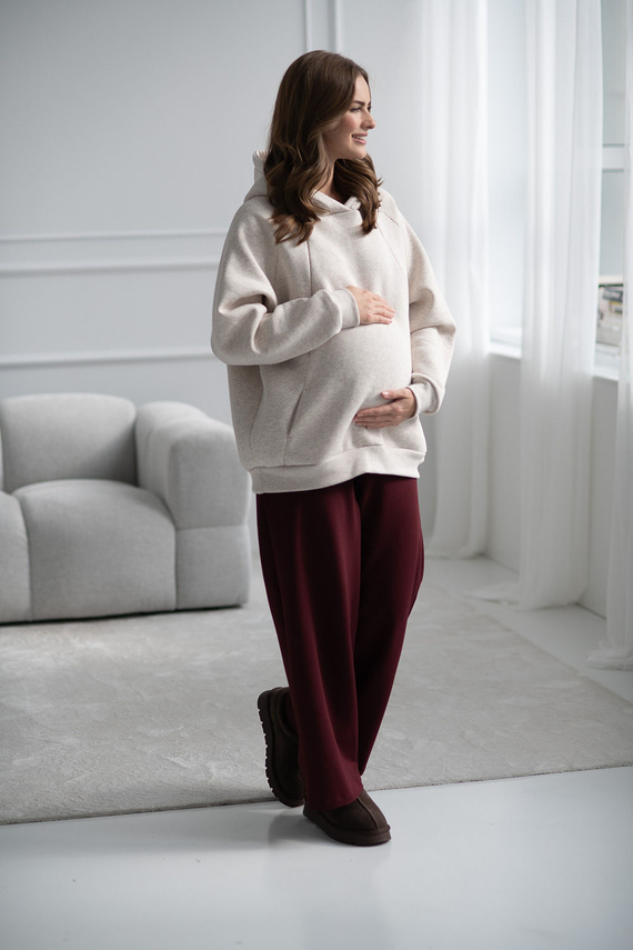 Широкі вагітні штани Wide Flow Milk & Love Wide Leg з поясом 2в1 бордові