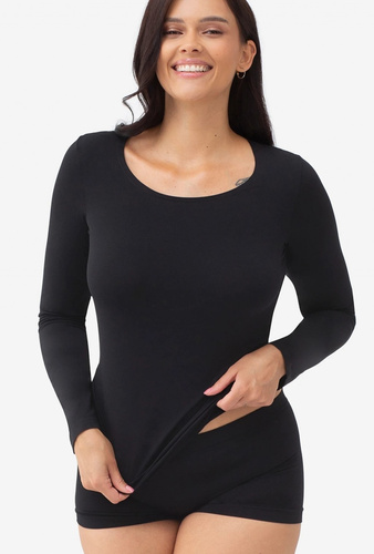 Gatta T-Shirt L 2635 чорна жіноча безшовна футболка з довгим рукавом з мікрофібри