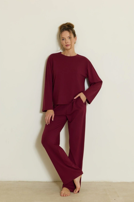 Піжама жіноча Mefemi Calla PW75 бавовняна oversize з довгим рукавом та штанами