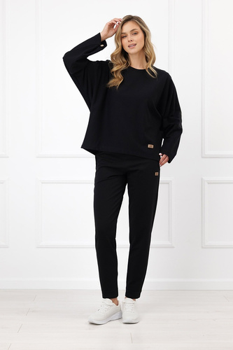 Жіноча кофта Italian Fashion Manta oversize з довгим рукавом та ґудзиками basic – чорна
