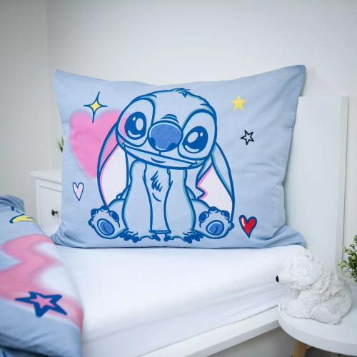 Постільна білизна бавовняна 140x200 Lilo and Stitch синя 70x90 Jerry Fabrics