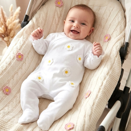 NINI LITTLE FLOWERS комбінезон для немовлят 100% органічна бавовна з вишивкою ABN-5758/BIA