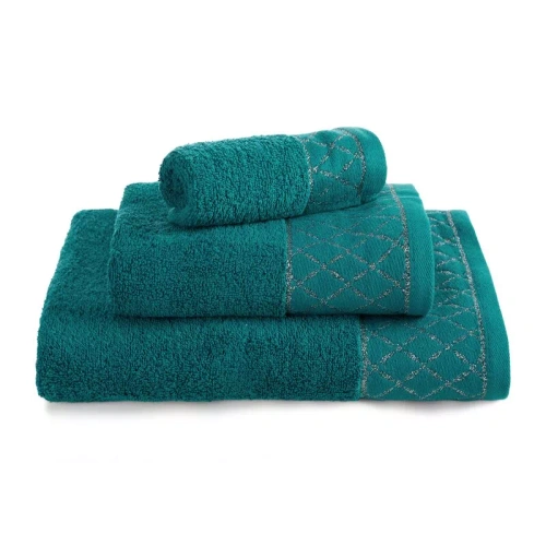 Комплект рушників Eurofirany 3 шт м’які та поглинаючі рушники Layla dark turquoise