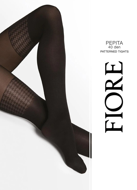 Fiore G6140 Pepita Black Колготки 40 DEN з імітацією панчіх у візерунок "пепіта"
