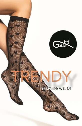 Підколінки Yasmine wz.01 Gatta – чорні, ажурні серця, комфортні